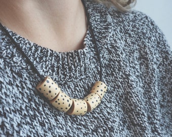 Polka Dot Necklace / Wooden Contemporary Necklace / Sustainable Gift For Her