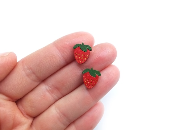 Cute strawberry ear studs Strawberry Fields Studs – Girls Crew main image 3