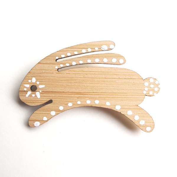 Rabbit Brooch, Hare Brooch, Wooden Rabbit Brooch, Rabbit Jewellery, March Hare