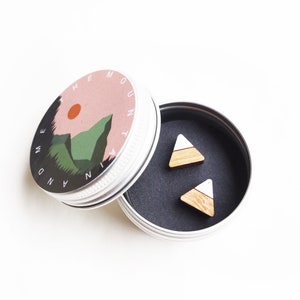 White Mountain Earrings / Mountain Studs / Wooden Earrings / Gifts for Hikers