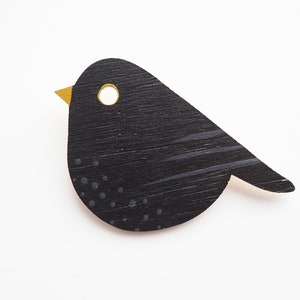 Blackbird Brooch / Blackbird Gift / Hand Painted Bird Brooches image 2
