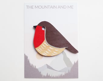 Bird Brooch, Bird Jewellery, Bird Accessories, Robin Brooch, British Birds, Gifts for Bird Watchers, Hand Painted Brooch