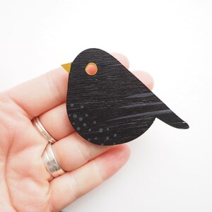 Blackbird Brooch / Blackbird Gift / Hand Painted Bird Brooches image 6