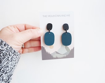 Blue Bamboo Earrings, Contemporary Dangly Earrings, Sustainable Gifts