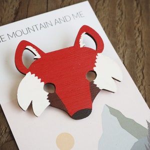 Bamboo Wooden Fox Brooch, Fox Jewellery, Fox Gift, Woodland Brooch, Foxy Gifts, Animal Brooch
