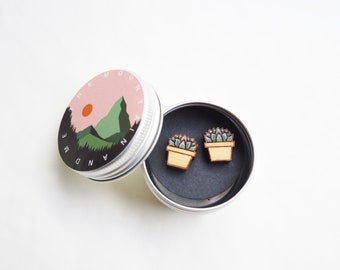 Succulent Earrings, Cactus Studs, Plant Gifts For Her, Cacti Earrings