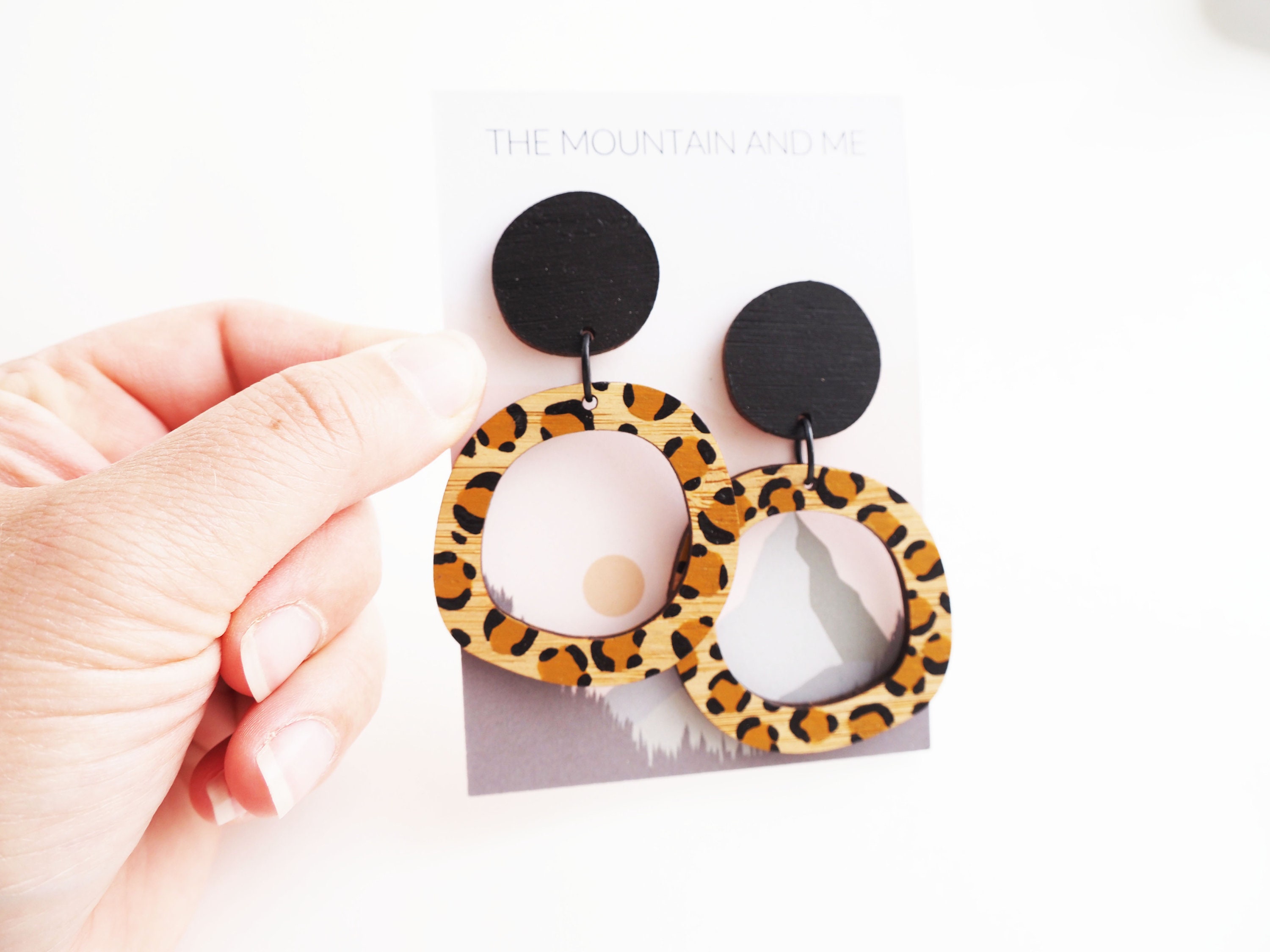 Leopard Print Statement Earrings | Animal Print Studs | Sustainable Jewellery