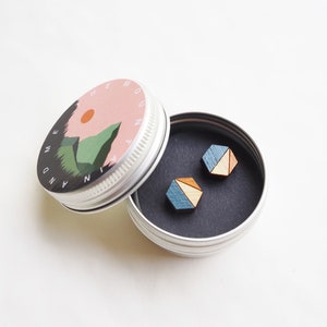 Geometrische Hexagon Ohrringe | Senfblau