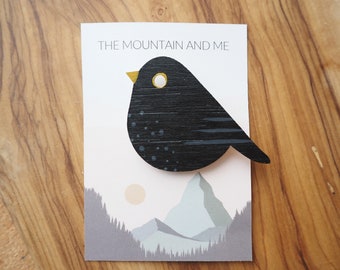 Blackbird Brooch / Blackbird Gift / Hand Painted Bird Brooches