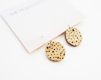 Spotty Bamboo Silver Hoop Earrings / Polka Dot Patterned Earrings / Modern Hoops