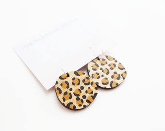 Leopard Print Earrings, Animal Print Hoops, Statement Hoops, Leopard Print Jewellery