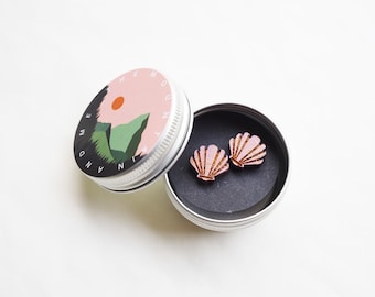 Shell Earrings / Clam Shell / Pink Shell Earrings / Mermaid Earrings