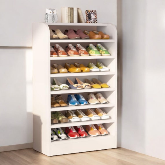 Shoe Rack 8 Tier Tall Shoe Shelf Wooden Shoe Rack Storage Cabinet Etsy