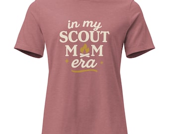 Camiseta de corte relajado estilo mamá exploradora – Diseño de fogata, mezcla de algodón suave