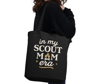 Eco Friendly Organic Canvas Tote Bag // In My Scout Mom Era - Black