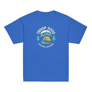 Camiseta juvenil personalizada con el escudo de la tropa Scout — Edición oscura