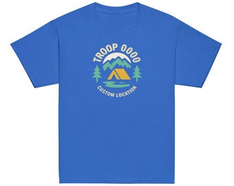 Custom Scout Troop Crest Youth Tee — Dark Edition