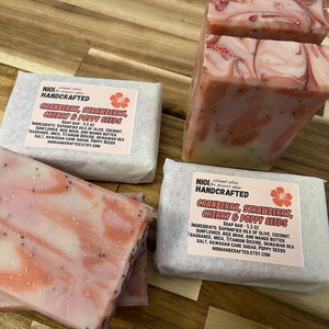 Cranberry, Strawberry, Cherry, & Poppy Seed Handcrafted Soap Bar 5.5oz Okinawa Sea Salt image 4