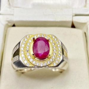 Handmade Burmese Ruby Ring: Oval Sterling Silver 925, Unisex