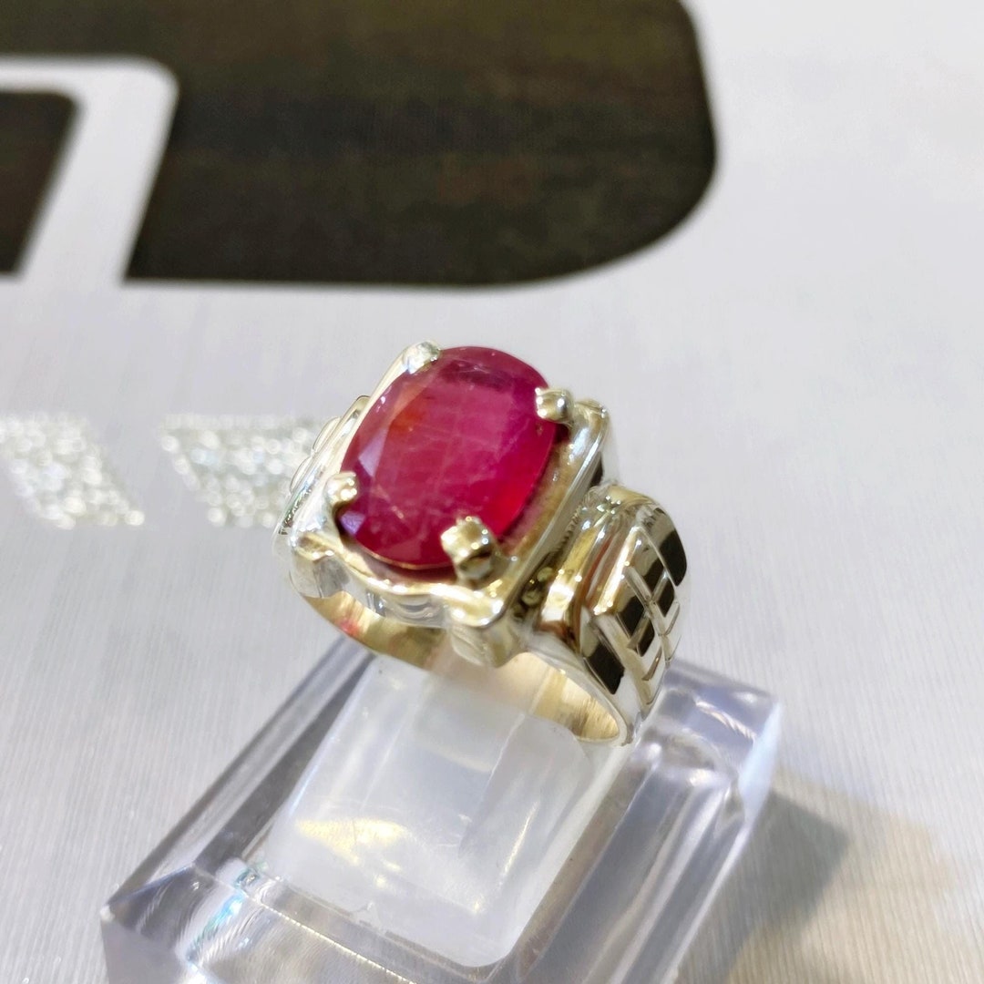 African Ruby Ring: Oval Red Gemstone, Sterling Silver, Handmade - Etsy