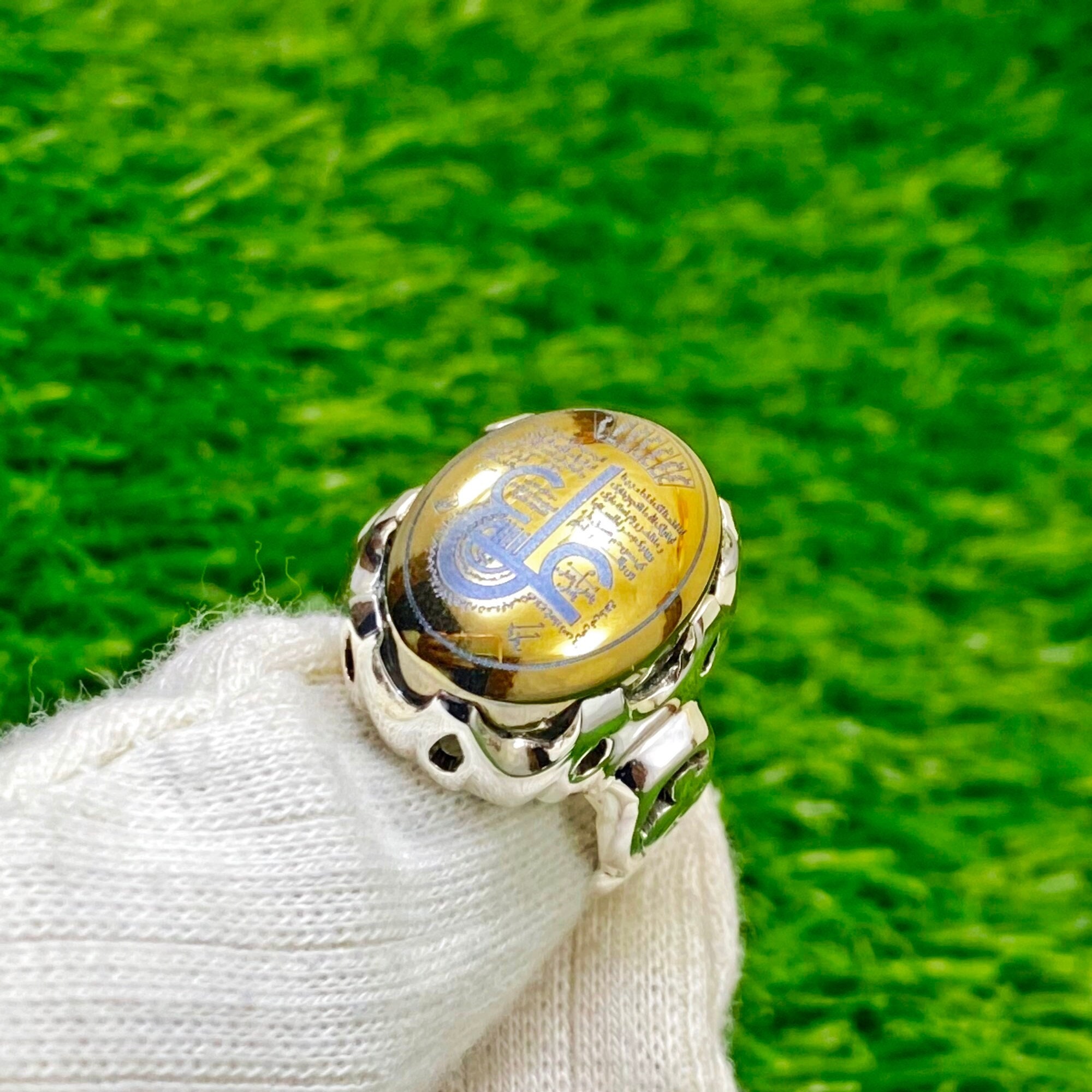 Ayn Ali Talisman Ring: Engraved Hematite, Sterling Silver Amulet