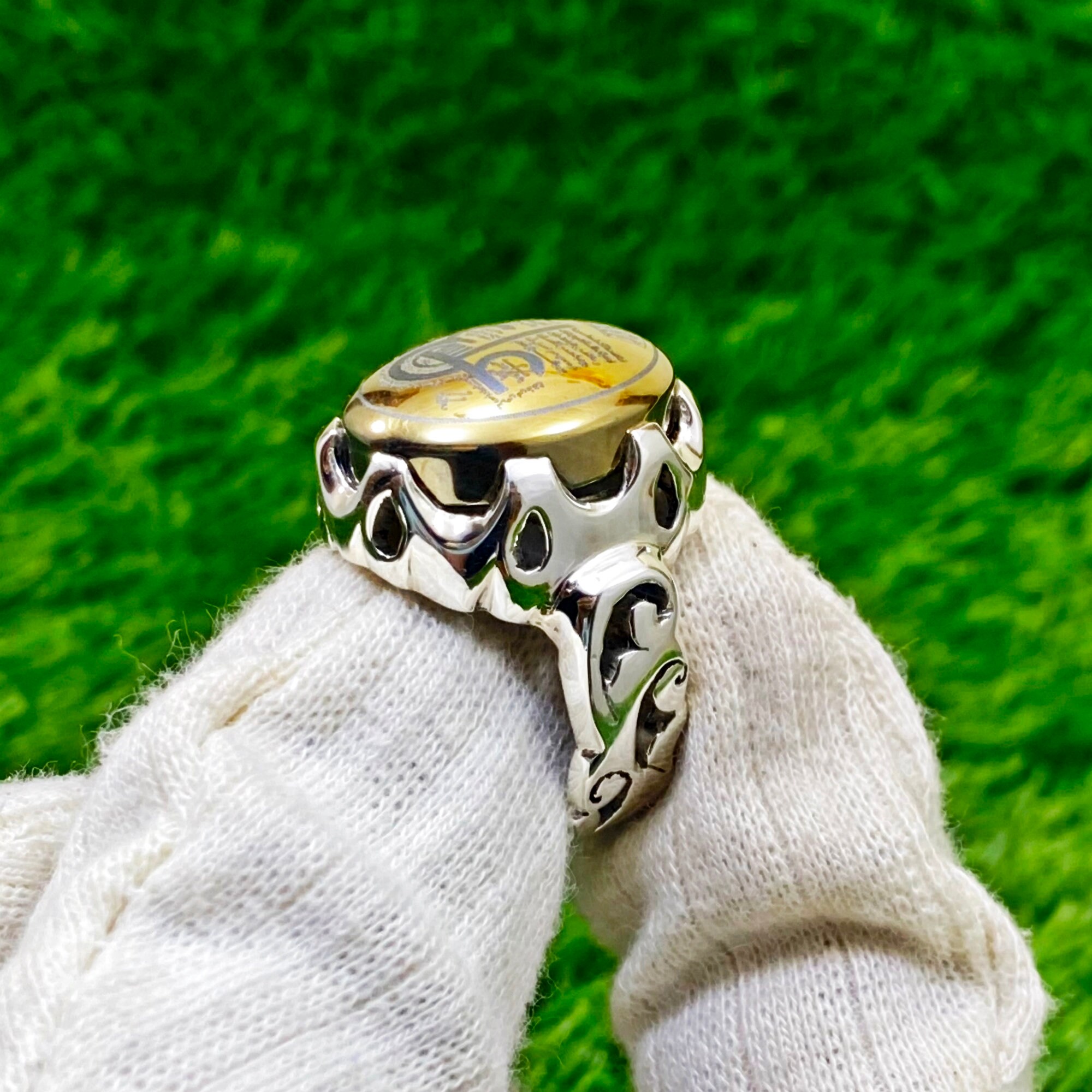 アクセサリー alice auaa talisman ring Ayn Ali Talisman Ring: Engraved Hematite, Sterling Silver Amulet