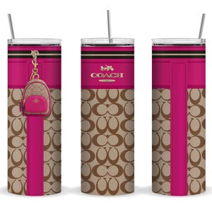 Pink, Brown & Tan Inspired 20 oz. Skinny Straight Travel Tumbler
