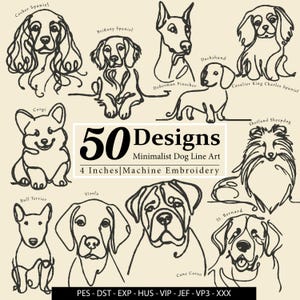50 Embroidery Design Minimalist Dog Line Art,Dog Breed embroidery,pet embroidery,pet lovers gifts,Digital embroidery machine design