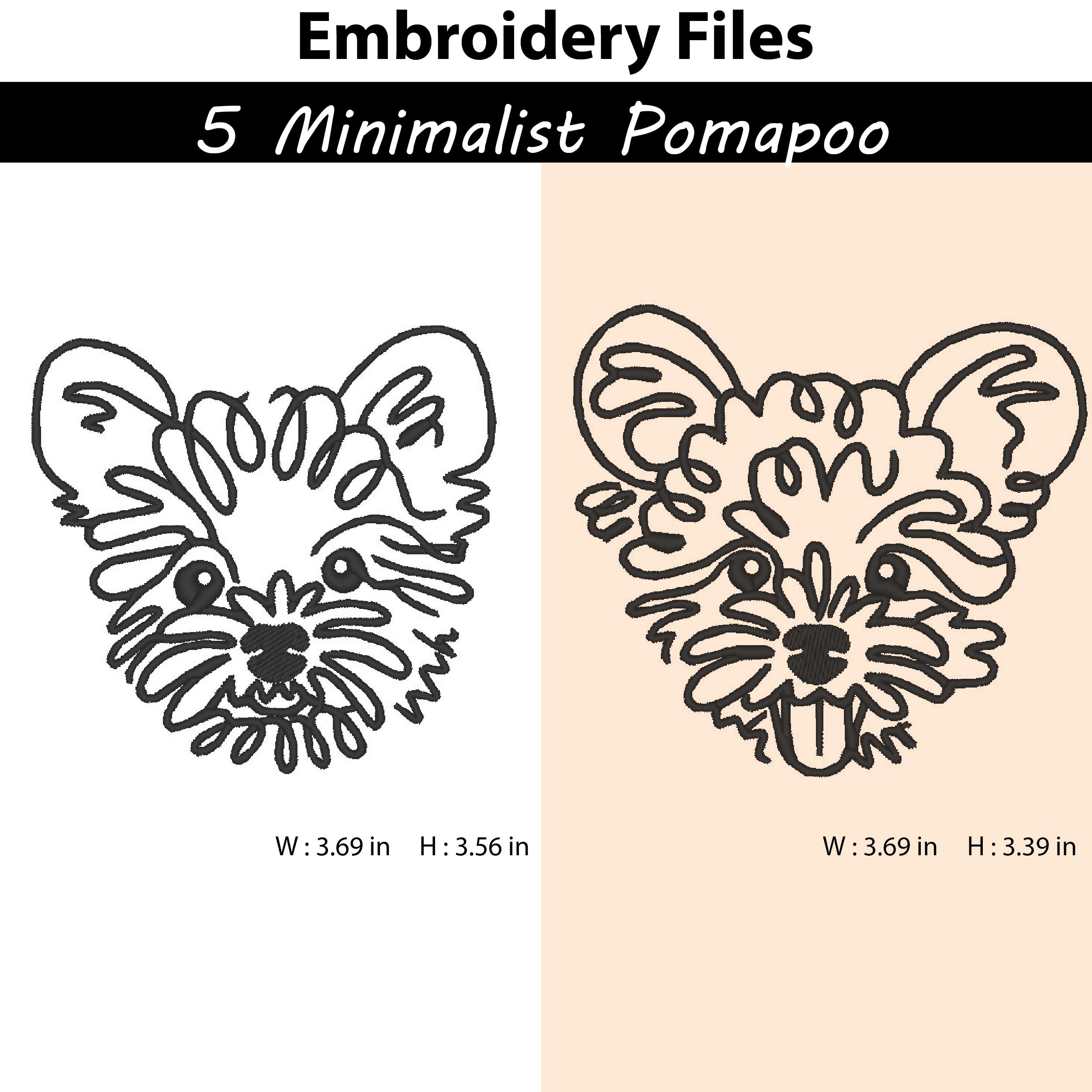 5 Embroidery Design Minimalist Pomapoo Line Art,dog Breed,pet ...
