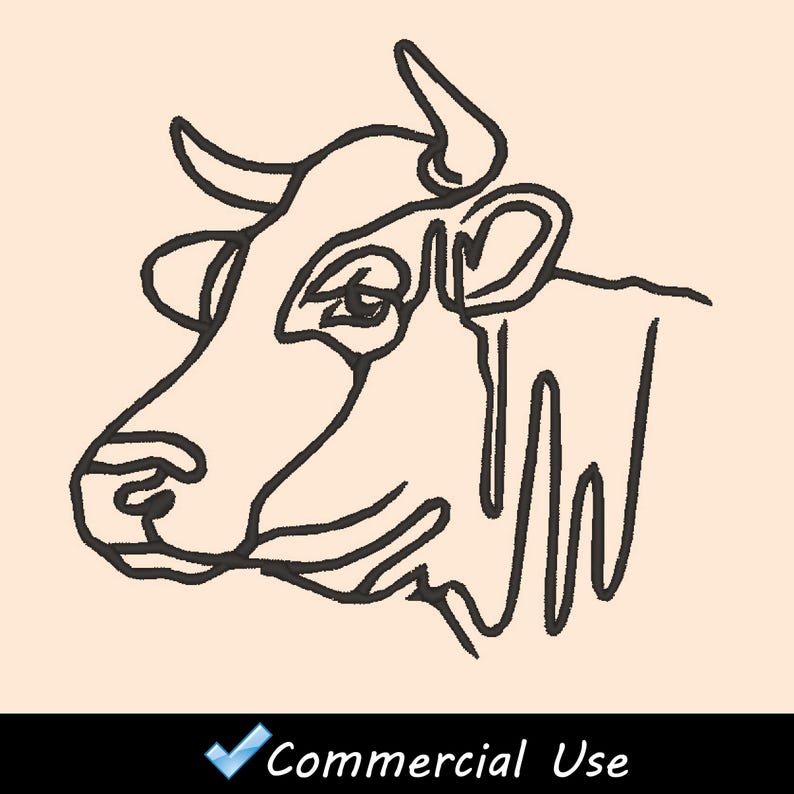 Small Cow Designs 5 Minimalist Cow Embroidery Bundle, Cow Line Art Design, Farm Animal ...