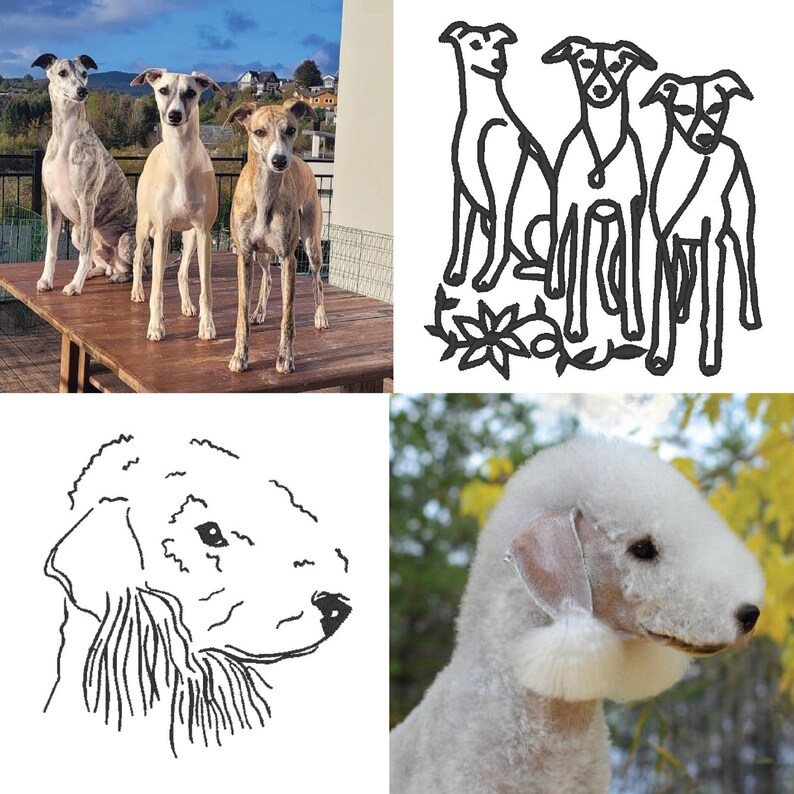 Custom Embroidery Digitizing Minimalist Dog, Cat & other pets Line Art Design,Personalized One-line Pet Lover Gift.Gift for Dog person image 3
