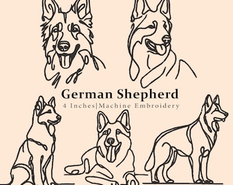 5 Embroidery Design Minimalist German Shepherd Line Art,Dog Breed,pet embroidery,pet lovers gifts,belgian malinois,embroidery machine design