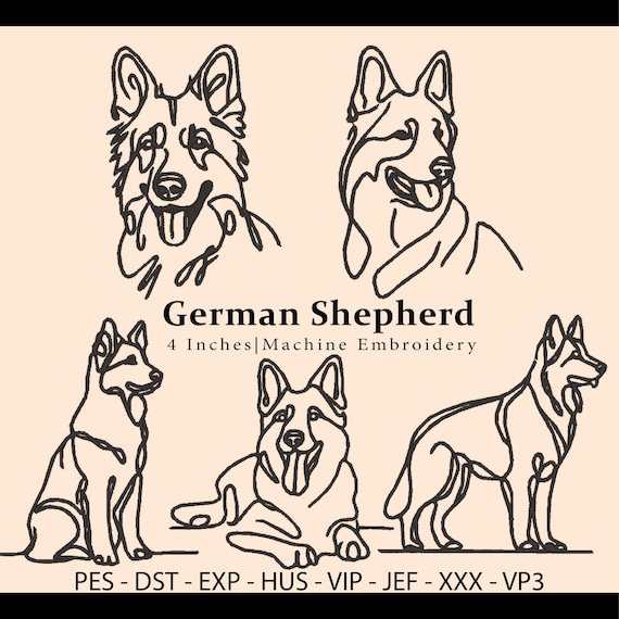 5 Embroidery Design Minimalist German Shepherd Line Art,Dog Breed,pet embroidery,pet lovers gifts,belgian malinois,embroidery machine design