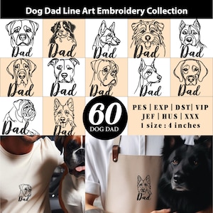 60 Dog Dad Digital Embroidery Machine Designs, Minimalist Dog Line Art,Dog Breed embroidery,pet portrait embroidery,pet lovers gift for mom