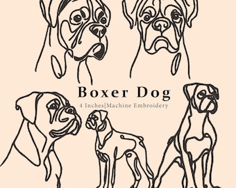 5 Embroidery Design Minimalist Boxer Dog Line Art,Dog Breed,pet embroidery,pet lovers gifts,Digital embroidery machine design