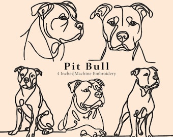 5 Embroidery Design Minimalist Pit Bull Terrier Dog Line Art,Dog Breed,pet embroidery,pet lovers gifts,Digital embroidery machine design