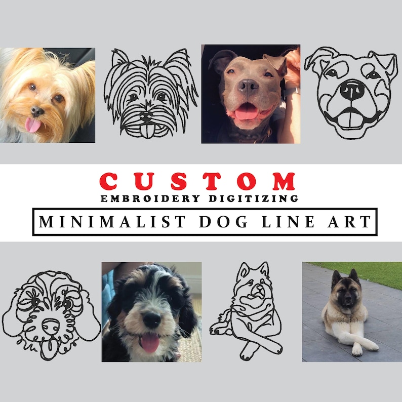Custom Embroidery Digitizing Minimalist Dog Line Art Design,Personalized One-line Pet Lover Gift.Gift for Dog person
