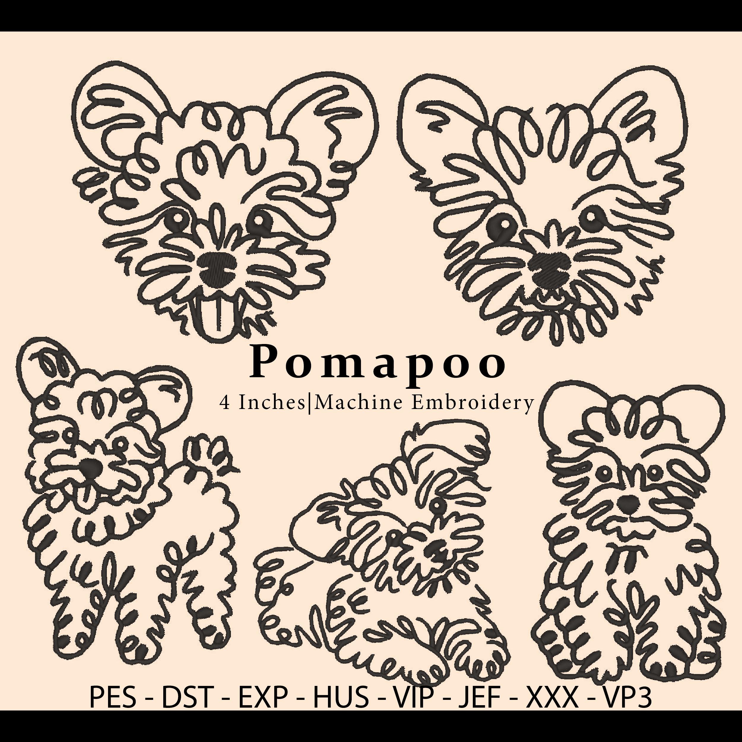 5 Embroidery Design Minimalist Pomapoo Line Art,dog Breed,pet ...