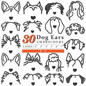 30 Embroidery Design Minimalist Dog Ears Line Art,Dog Breed embroidery,pet embroidery,pet lovers gifts,Digital embroidery machine design