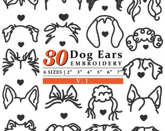 30 Embroidery Design Minimalist Dog Ears Line Art,Dog Breed embroidery,pet embroidery,pet lovers gifts,Digital embroidery machine design