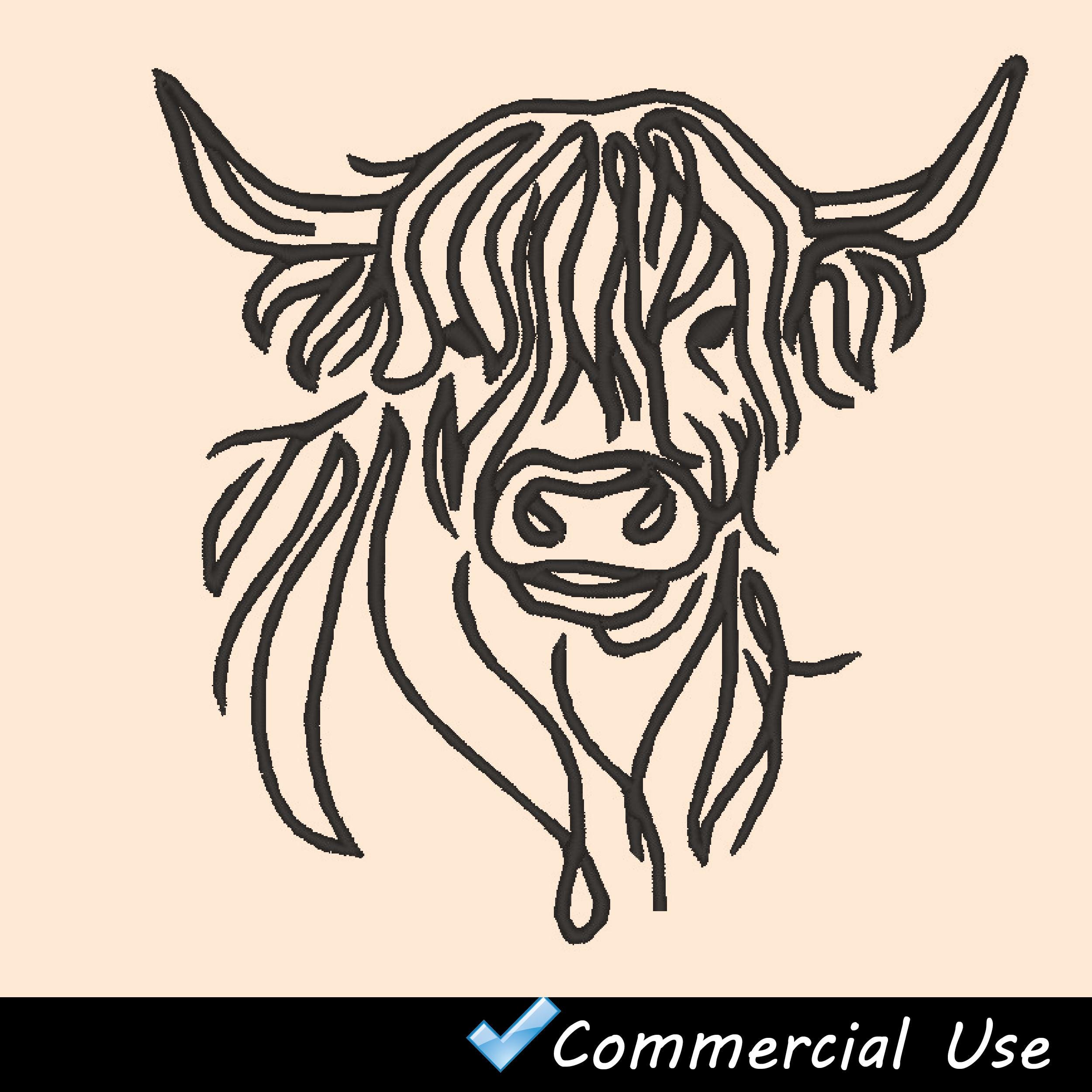 Small Cow Designs 5 Minimalist Highland Cow Embroidery Designs-bundle, Rustic Farmhouse ...