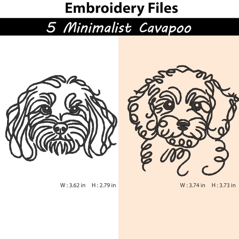 Cavapoo Line 5 Embroidery Design Minimalist Cavapoo Line Art,dog Breed,pet ...