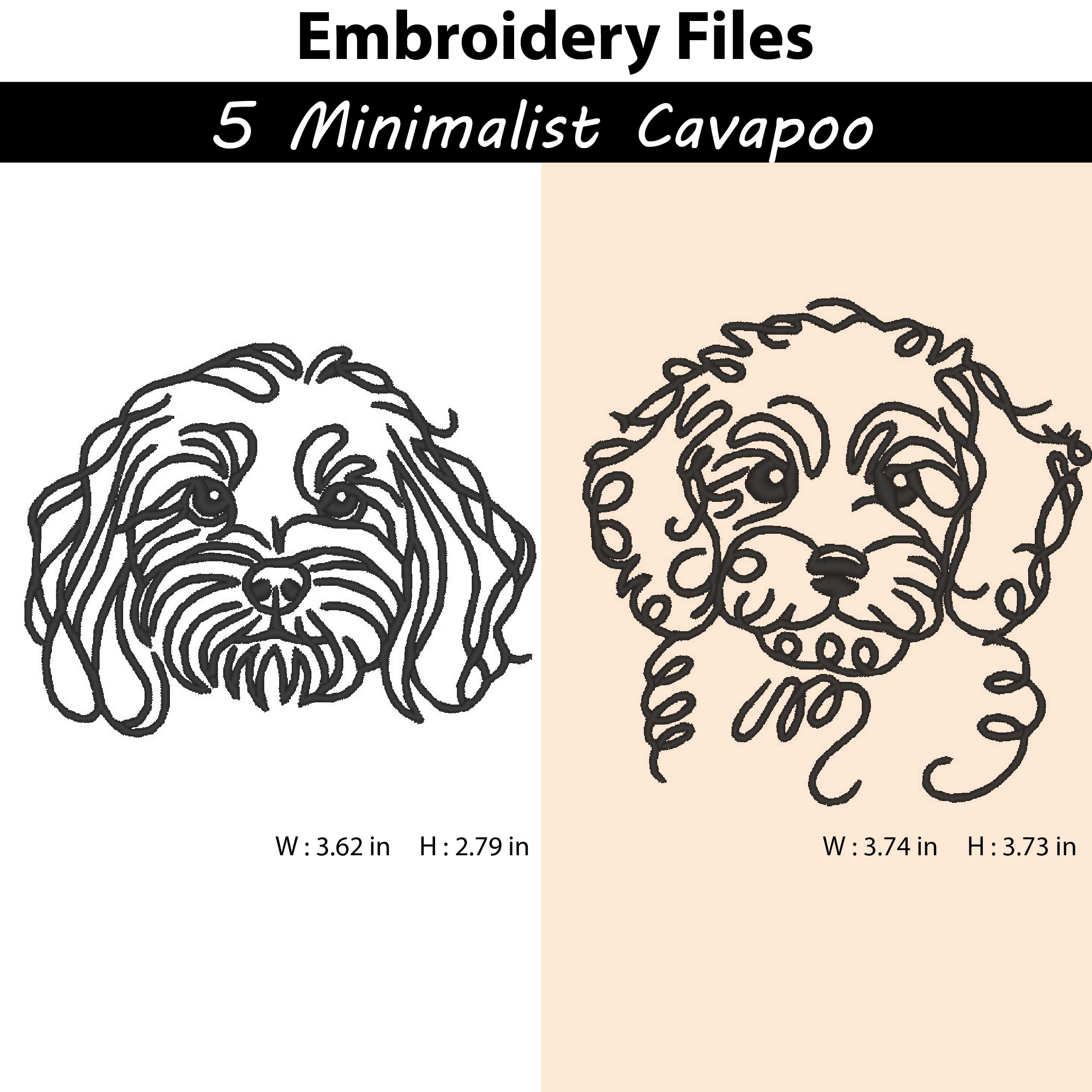 5 Embroidery Design Minimalist Cavapoo Line Art,dog Breed,pet ...