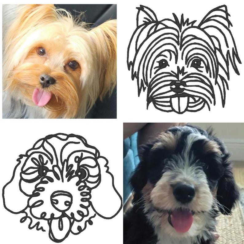 Custom Embroidery Digitizing Minimalist Dog, Cat & other pets Line Art Design,Personalized One-line Pet Lover Gift.Gift for Dog person image 4
