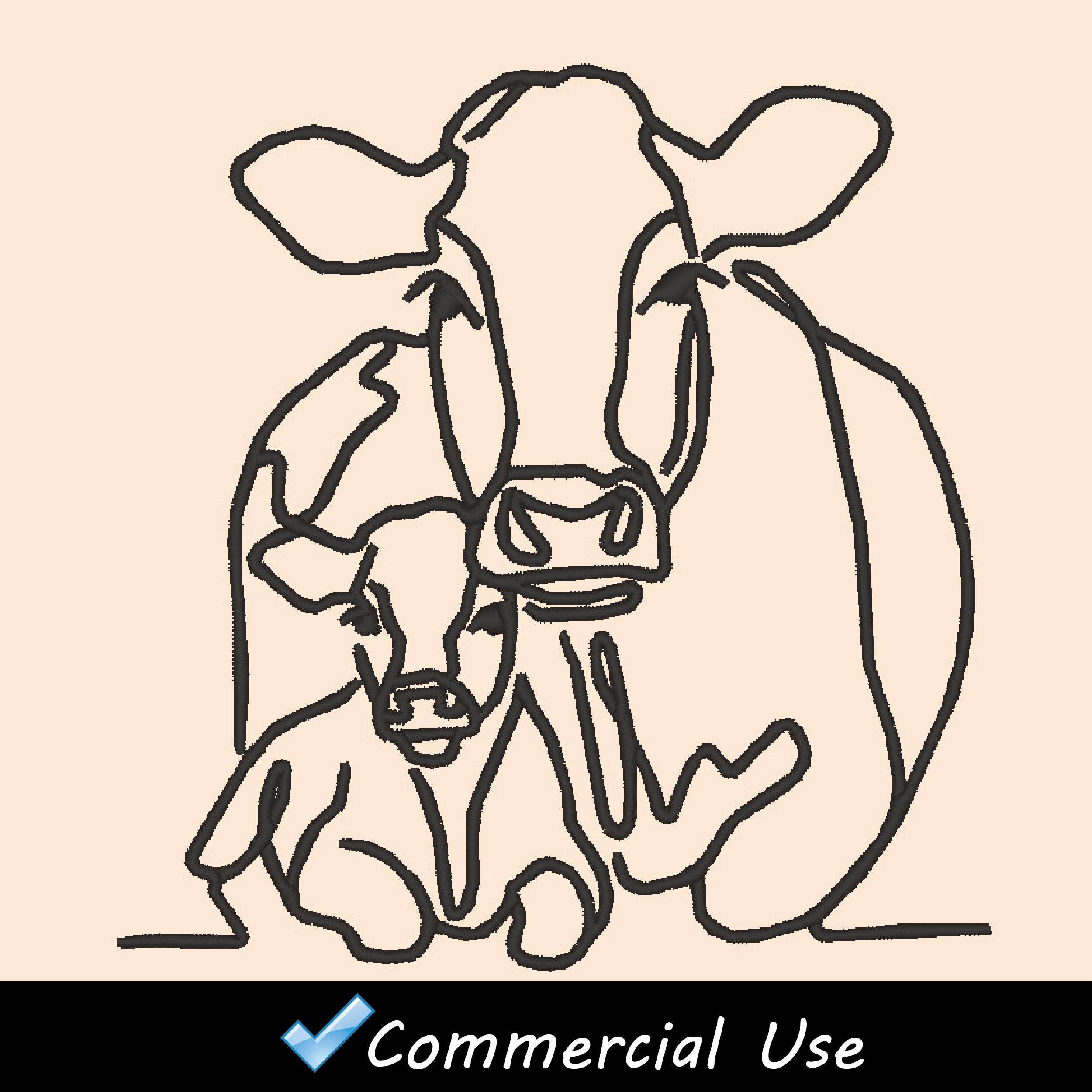 Small Cow Designs 5 Minimalist Cow Embroidery Bundle, Cow Line Art Design, Farm Animal ...