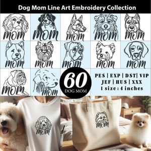 60 Dog Mom Digital Embroidery Machine Designs, Minimalist Dog Line Art,Dog Breed embroidery,pet portrait embroidery,pet lovers gift for mom
