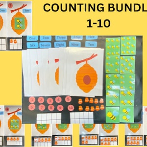 Counting Learning Bundle 1-10, Learning to Count, 10 frame, Counting with Bees, Number Recognition. Number Match