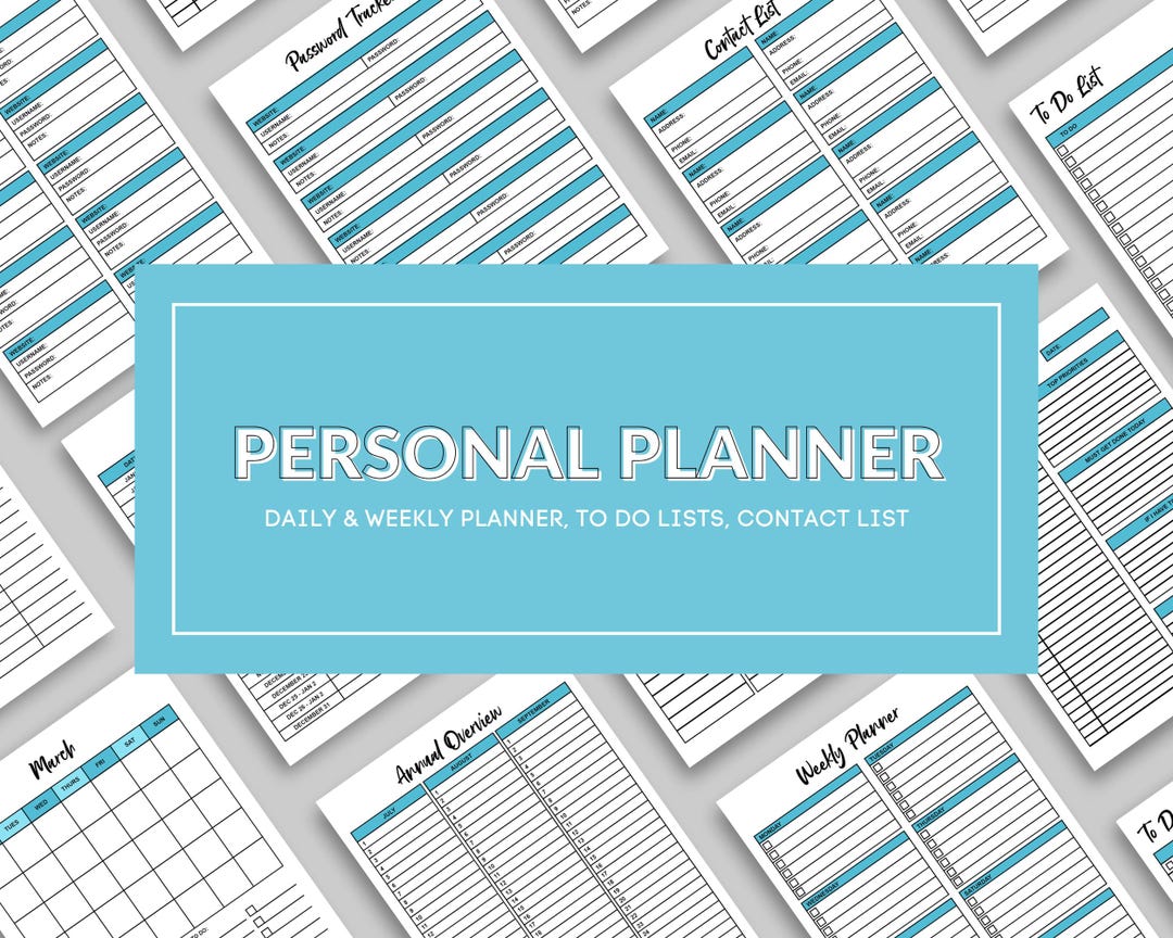 Personal Planner Printable, Planner Bundle, Daily Weekly Monthly ...