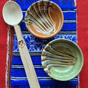 Set of 2 Small Handmade Romanian Pottery Bowls | Rustic Kitchen Decor