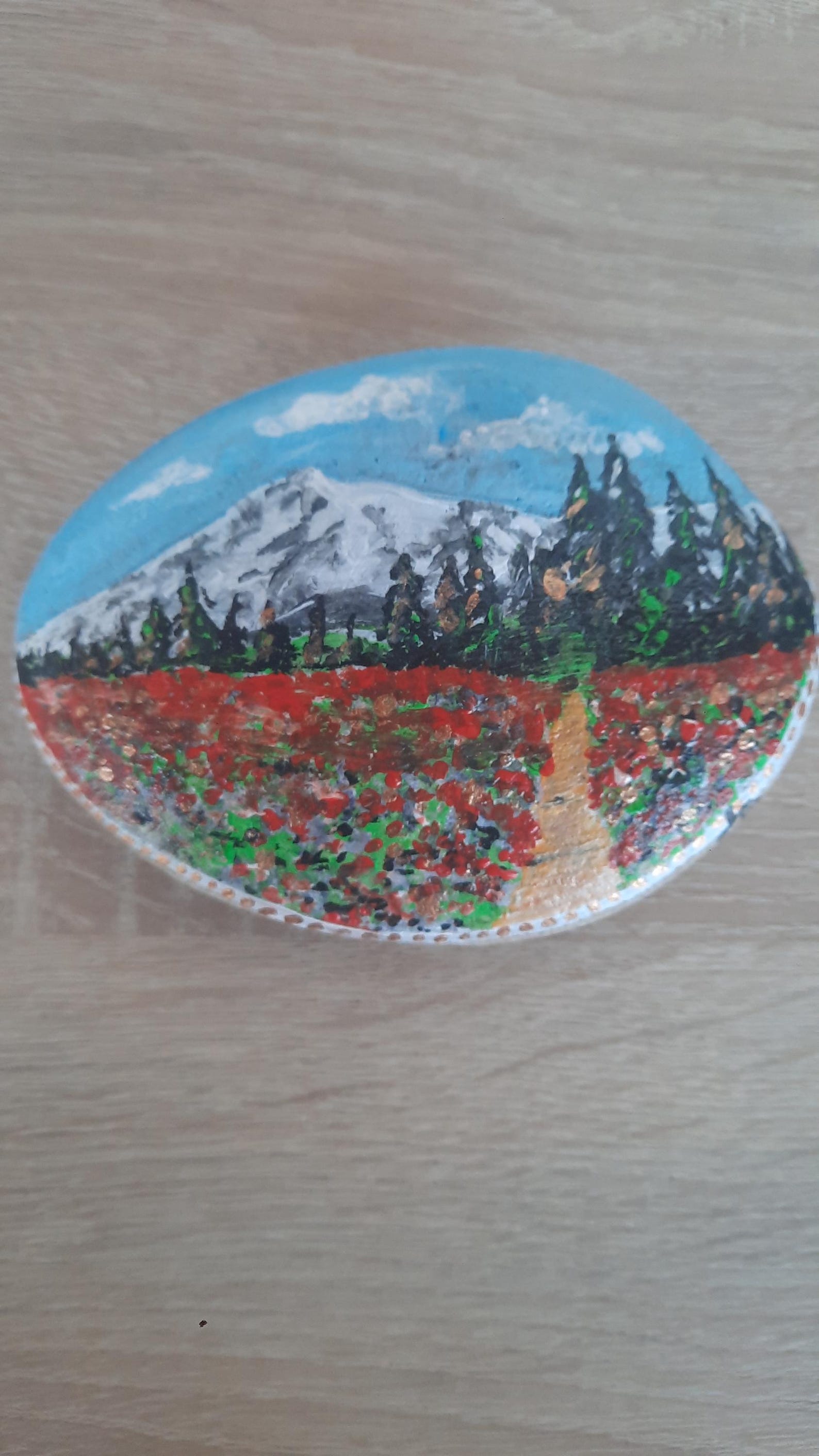 Mountain Landscape Painting Stone | Painted Rock | Hand Painted Acrylic ...